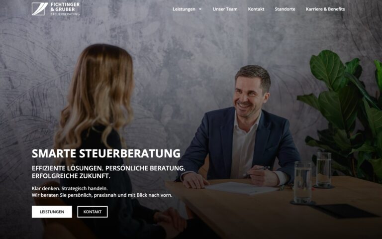 Startseite der Website von Fichtinger & Gruber Steuerberatung