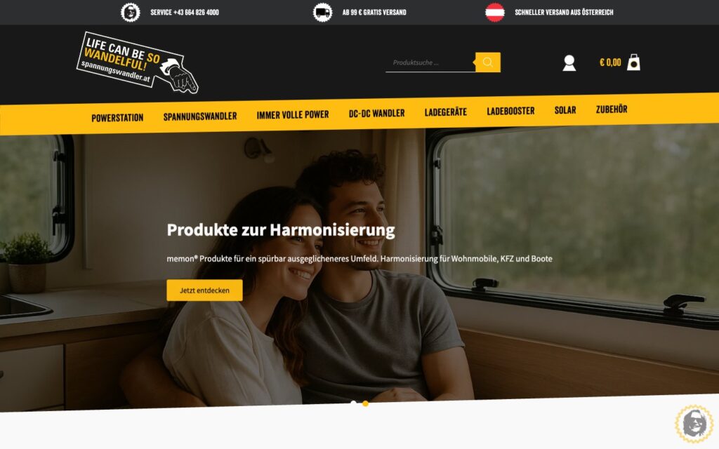 Startseite der Website von Spannungswandler.at